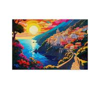 70 Piece Jigsaw Puzzles for Adults, Puzzle Educational Games, Challenging Puzzle, Puzzles 70 Pieces Sunrise Seaside Town