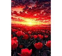 70 Piece Jigsaw Puzzles for Adults, Puzzle Educational Games, Challenging Puzzle, Puzzles 70 Pieces Sunrise Red Tulip