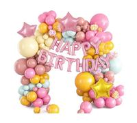 70 Piece Pink Gold Balloon Celebration Decorations with Star Balloons, Car Balloon & Large Foil Letter Balloons for Party Decor for Boys Girls(Pink car theme)