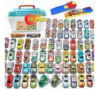 70 Piece Pull Back Toy Cars Set with Toy Storage, Launchers & Map, Mini Racing Cars for kids, Toy Cars for Toddlers, Car Toys for 3 4 5 6 Year Old Boy Girl, Christmas Birthday Gifts