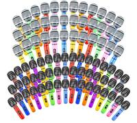 70 Pieces Inflatable Microphones Bulk Large Blow up Microphone Assorted Colors Inflatable Microphone Pretend Play Microphone Inflates for Birthday 80s 90s Musical Concert Party Supplies, 2 Styles
