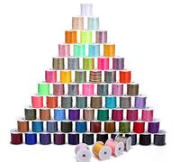 70 Rolls Nylon String for Bracelets 70 Colors Chinese Knotting Cord 0.8mm Nylon Trim Cord Beading String Thread for Kumihimo Jewelry Making Friendship Necklace Macrame DIY Craft, 1540 Yards Total