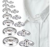 70 Sets Sew on Snap Buttons Fastener, Press Studs Snap Fasteners Buttons for Purse Clothes Handbag Craft DIY Supplies, 6/7/ 8.5/10/ 12/15/ 17 MM, Silver Color