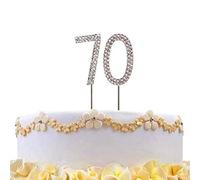 70 Silver Diamond Sparkley Cake Topper Age Year For Mans Womens Birthday Anniversary Party Decorations