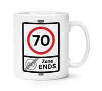 70 Speed Limit Sign Zone Ends 70th Birthday 10oz Mug Cup
