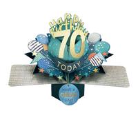 70 Today Happy 70th Birthday Pop-Up Greeting Card Love Kate's Pop Up Cards Him Design POP237MC70