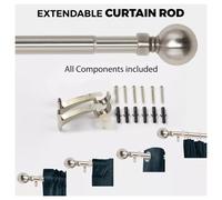 (70 x 120 cm (28"-48" in)) Silver Curtain Pole Extendable Metal Rod 28mm UK
