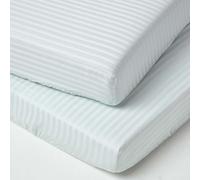 (70 x 140 cm, Blue) Cot Fitted Sheets Pack Egyptian Cotton with Fully Elasticated Skirt 330 Thread Count