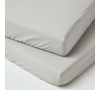 HOMESCAPES Grey Cot Bed Fitted Sheets 70 x 140 cm 2 Pack 100% Egyptian Cotton Percale Soft Hypoallergenic Toddler Bed Sheet Fully Elasticated Skirt Breathable Easy Care 200 TC 400 Thread Count Equiv