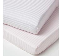 (70 x 140 cm, Pink) Cot Fitted Sheets Pack Egyptian Cotton with Fully Elasticated Skirt 330 Thread Count