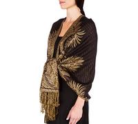 70 x 28 Big Paisley Jacquard Double Layer Woven Viscose Pashmina Shawl/Wrap / Stole - Black(Size: One Size)