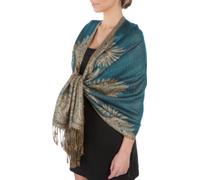 70 x 28 Big Paisley Jacquard Double Layer Woven Viscose Pashmina Shawl/Wrap / Stole - Turquoise(Size: One Size)
