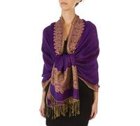 70 x 28 Border Pattern Double Layer Woven Pashmina Feel Shawl / Wrap / Stole - Purple(Size: One Size)
