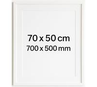 70 x 50 cm Large Picture Frame (700 x 500 mm), 30 mm Wide MDF Profile, Wall Mounted Shatterproof Styrene Front, Portrait or Landscape Poster Photo Display, White