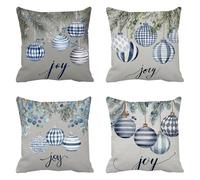 70 x 70 Outdoor Cushions Set of 4, Linen Sofa Cushion Covers lamp Decorative Pillows, blue Large Cushion Covers Square Pillow Cases, for Bedroom Chair Garden, Modern Home Decor, t-116