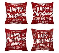 70 x 70 Outdoor Cushions Set of 4, Linen Sofa Cushion Covers winter Decorative Pillows, Christmas Large Cushion Covers Square Pillow Cases, for Bedroom Chair Garden, Modern Decor, t-128