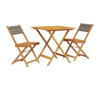 (70 x 70 x 75 cm) vidaXL Bistro Set 3 Piece Outdoor Bar Set Grey Polypropylene and Solid Wood