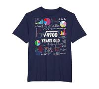 70 Year Old Math Teacher Square Root of 4900 70th Birthday T-Shirt, Men's Big and Tall, Navy Blue, 3X Tall
