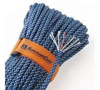 700 lbs Survivor Cord - The original patented type III military 550 parachute line with integrated fishing line, multi-function wire and waterproof fire starter. 100 FEET, digital blue paracord