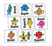 700 Mixed Mr Men Motivational Square Childrens Pupils Reward Stickers 16mm Prmary Teaching Services