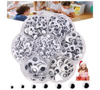 700 Mixed Pack Self Adhesive Wiggle Eyes Plastic Googly Eye Balls Assorted Sizes Mini Sticky Ball Round Toy Black and White for Crafting DIY Dolls Plush Toys and School Projects (4mm-12mmMix)