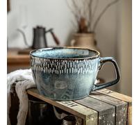 700 ML Large Coffee Mug Ceramic Soup Mug with Handle,Coffee Tea Cup Cereal Bowls Soups Ramen Salad Bowl Coffee Cappuccino Cup,Dishwasher Safe & Oven Safe (Starry Sky Blue)