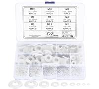 700 Pcs Nylon Flat Washers Kit, Round Flat O Ring Washers Spacers, Nylon Plastic Locking Washer Kit, Tap Sealing Gasket Washers for Plumbing, Tap, Mechanical Repair - M2/M2.5/M3/M4/M5/M6/M8/M10/M12
