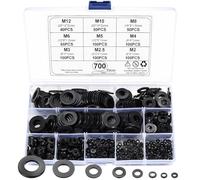700 Pcs Nylon Flat Washers Kit, Round Flat O Ring Washers Spacers, Nylon Plastic Locking Washer Kit, Tap Sealing Gasket Washers for Plumbing, Tap, Mechanical Repair - M2/M2.5/M3/M4/M5/M6/M8/M10/M12