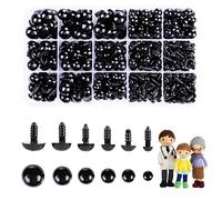 700 Pcs Safety Eyes for Amigurumi Crochet Toys 6-14mm Black Plastic Craft Safety Eyes with Washers Doll Eyes for Stuffed Animals DIY Making Soft Toy Crafts Halloween Decorations