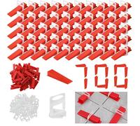700 pcs Tile Leveling System 3mm 500 pcs Tile Spacer 200 pcs Resuable Wedges Tile Spacers and Levellers Tile Levelling System Kit for Wall and Floor Tile Leveling