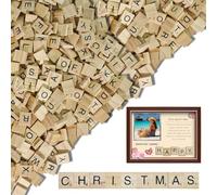 700 PCs Wood Letters Tiles for Crafts,DIY Wooden Letter Tiles, Making Alphabet Coasters Spelling Wood Tile Game,Letter Gift Decoration for Holiday