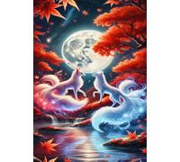 700 Piece Jigsaw Puzzles for Adults, Foxes Moon Classic Puzzle, 20.5x15 inch, Premium Interlocking No Dust, Family Indoor Activity