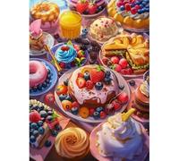 700 Piece Jigsaw Puzzles for Adults, Impossible Hard Difficult Challenging jigsaw puzzle 700 pieces adult Puzzles Classic Educational Games 52x38cm,Cakes Drinks Fruit