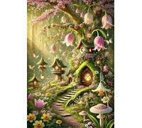700 Pieces Jigsaw Puzzles for Adults,Family Challenging Puzzle Game,Fun Intellectual Art puzzles for Decompression and Home Decor Fairytale Treehouse Flowers(20.5x14.9 inch)