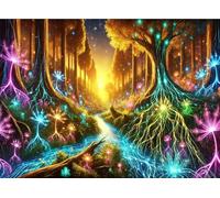 700 Pieces Jigsaw Puzzles for Adults,Family Challenging Puzzle Game,Fun Intellectual Art puzzles for Decompression and Home Decor Fantasy Fluorescent Woods(20.5x14.9 inch)
