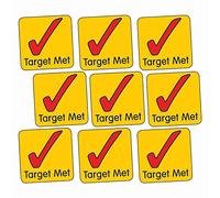 700 Target Met Tick Childrens Pupils Feedback Square Reward Praise Stickers 16mm Primary Teaching Services