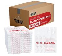 700 Thank You Plastic Bags - Grocery Shopping Bags with Handles [12" X 6.5" X 22"] White Plastic T Shirt Bags for Small Business, Restaurant Supplies, Groceries, Retail Store, Food Truck Accessories