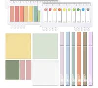 700 Transparent Sticky Notes with 6 Highlighters Pastel, Transparent Sticky Notes with Marker Pens Set for Back to School Aesthetic Bible Marker Notes Book Annotation