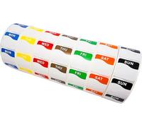 7000 Days of The Week Labels by HEALUA - Includes All 7 Days - 1000 Self Adhesive Labels per roll - 7000 Day Stickers for Food Labeling - Food Rotational Labeling Dots - Food Label