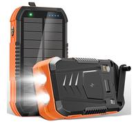 70000mAh solar Power Bank with 2 Cables: PD30W Portable wireless Solar Charger QC4.0, USB C Fast Charging 6 Outputs, Dual Flashlights External Battery Pack with Emergency hand crank for Phone Tablet