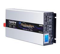 7000W High Power Pure Sine Wave Inverter, 12V/24V/48V/60V/72V to 110V/220V Voltage Converter, Car/Home Transformer with Display for Trucks and Vehicles