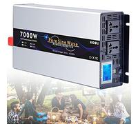7000W Pure Sine Wave Power Inverter, 12V/24V/48V/60V/72V DC to 110V/220V AC Converter with LCD Display for Home, RV, Truck, Car, Camping, Solar Applications