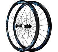 700C Bicycle Wheel Set Road Bike Wheels with 40Mm Deep Rim Double Wall Rim Front And Rear Wheel Set,Blue