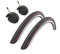 700c Bike Tyre Schwalbe Lugano 2 700x25c Pair Red Stripe Road & Presta Tubes