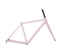 700C Cr-Mo Steel Road Bike Frame With T700 Carbon Fiber Front Fork Internal Cable Routing Design Through Shaft Bicycle Parts(Pink color,47cm(165-175cm))