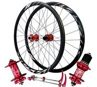 700C Disc Brake Road Wheel Set,Aluminium Alloy Double Wall Rims Quick Release 24H Hub Bike Front and Rear Wheel 1800G (Color : Red, Size : 700c)