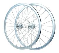 700C Fixed Gear Bicycles Wheelset 30mm Alu Alloy Front Rear Wheels F/V Brake 24H Road Bike Wheelset With 700C*20C-35C Tires(Silver)
