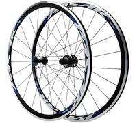 700C Racing Bike Wheels with V-Brakes/On The Rim Dual Wall Rims 30Mm for 8 9 10 11 12 Speed Hubs 100/130 Mm QR,Gold(Blue)