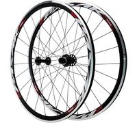 700C Racing Bike Wheels with V-Brakes/On The Rim Dual Wall Rims 30Mm for 8 9 10 11 12 Speed Hubs 100/130 Mm QR,Gold(Red)
