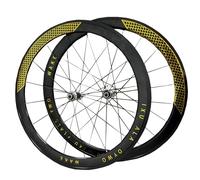 700C Road Bicycle Wheel Front Rear Wheelset 30/40/50mm Double-Layer Aluminum Alloy Wheels With C/V/Rim Brakes Compatible 7-12 Speed Wheels(Gold hub,30mm)